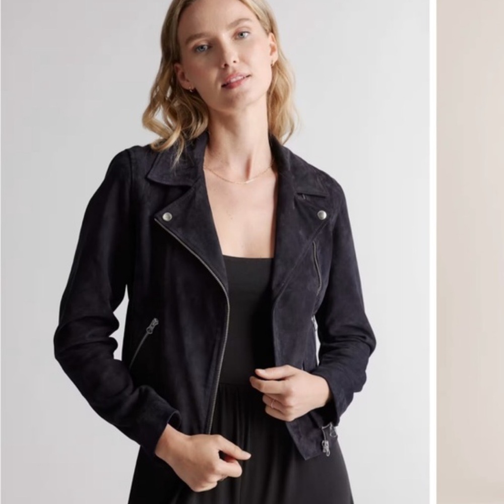 BlankNYC Black Suede Moto Jacket XS | Cropped Asymmetrical Zip Biker
